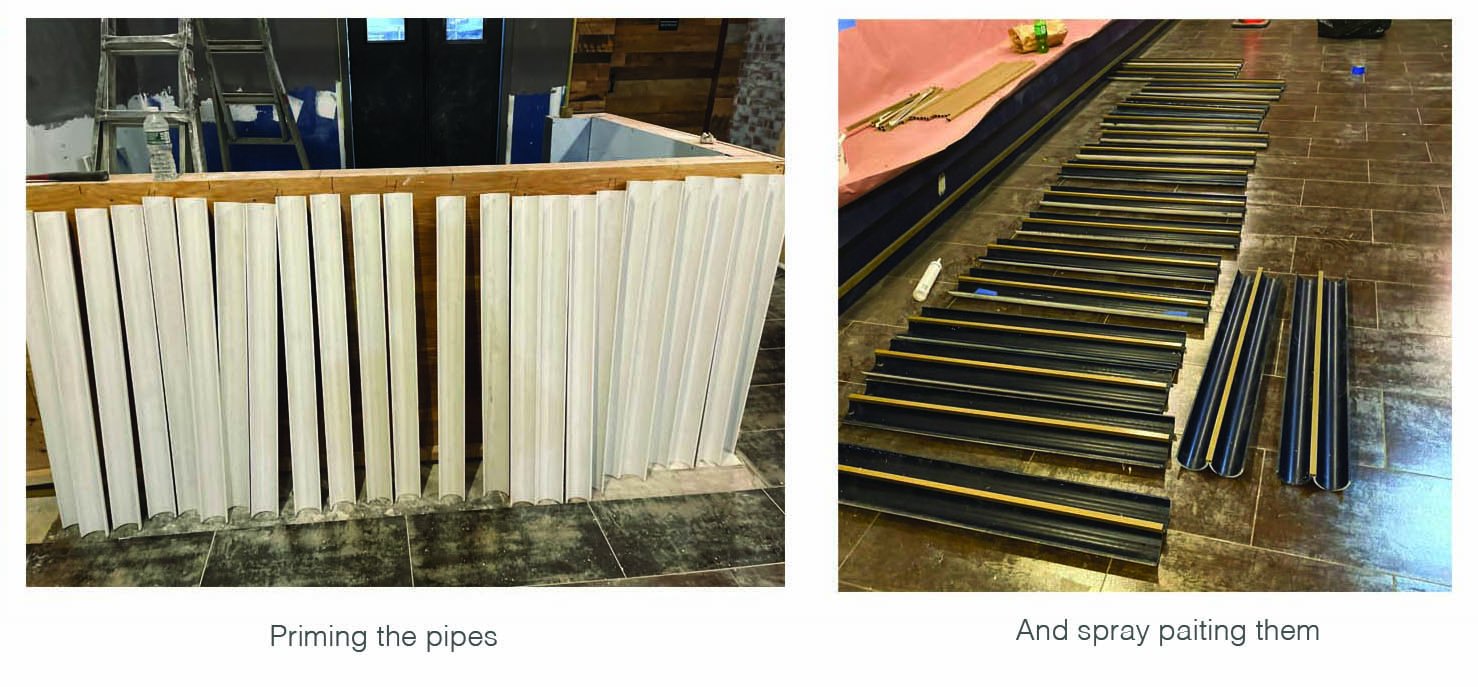 Pipes being configured on the bar