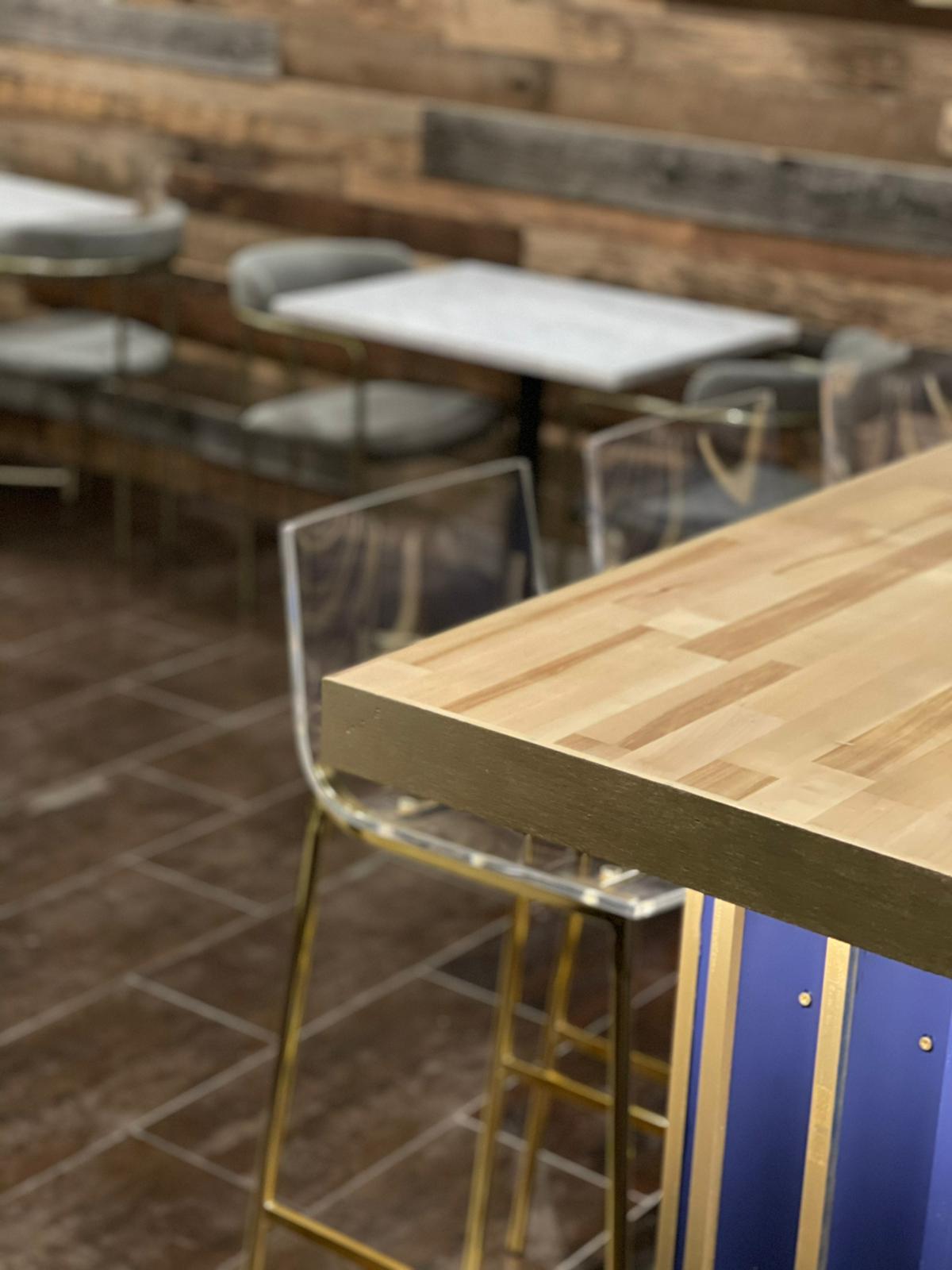 Willow bar detail with gold accents