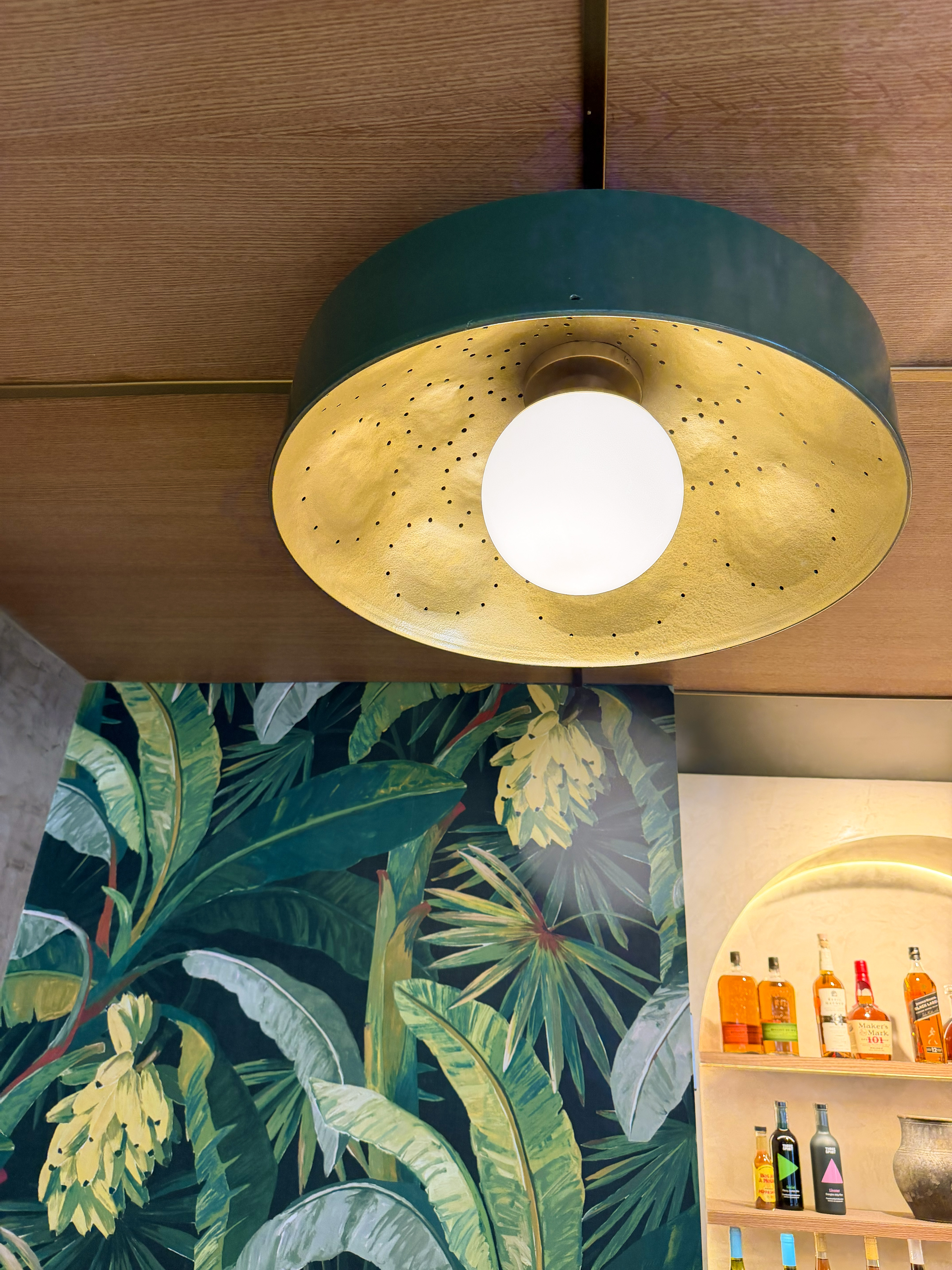 Haam green enamel pendant light detail